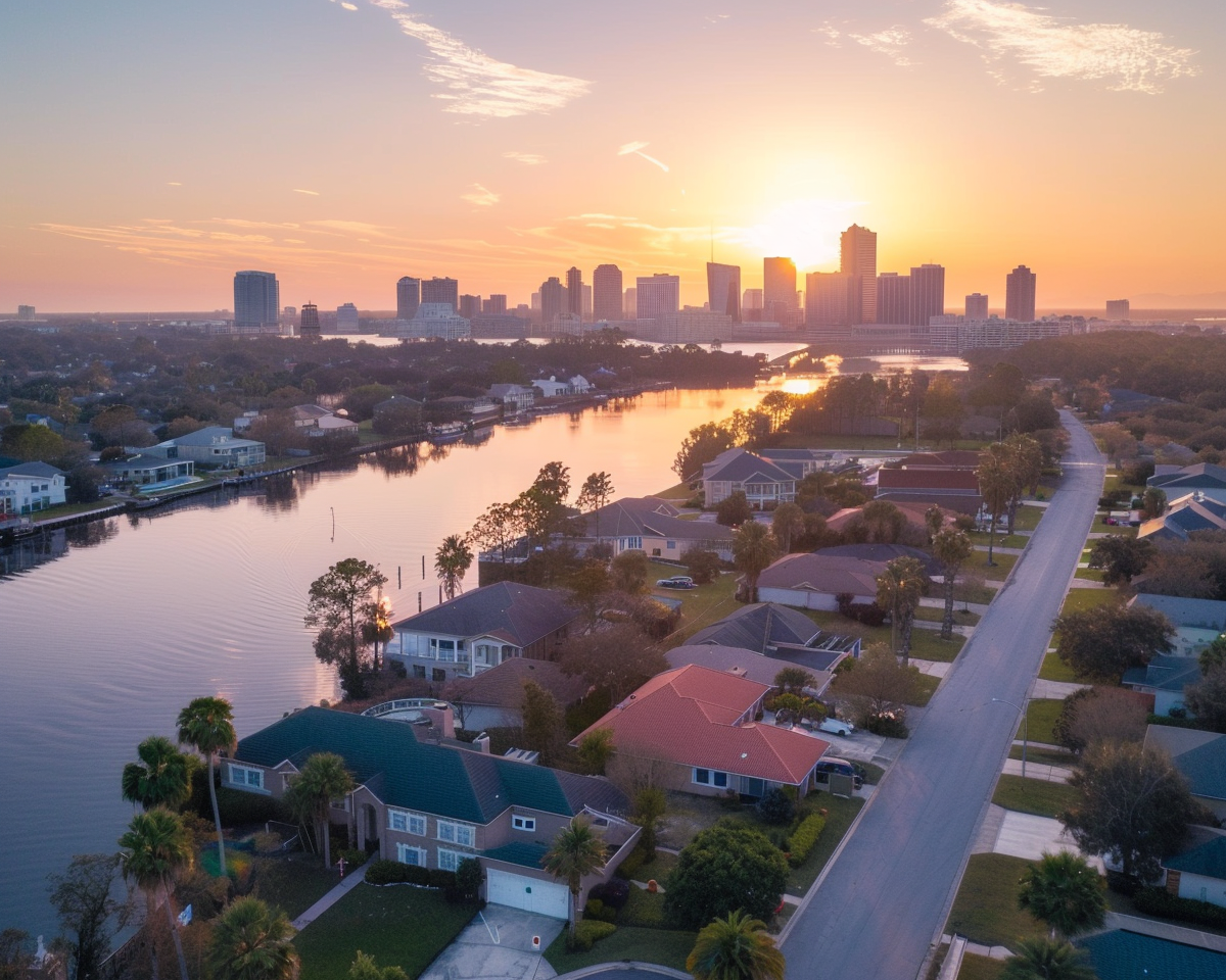 a sunset view of the real estate in jacksonville, FL